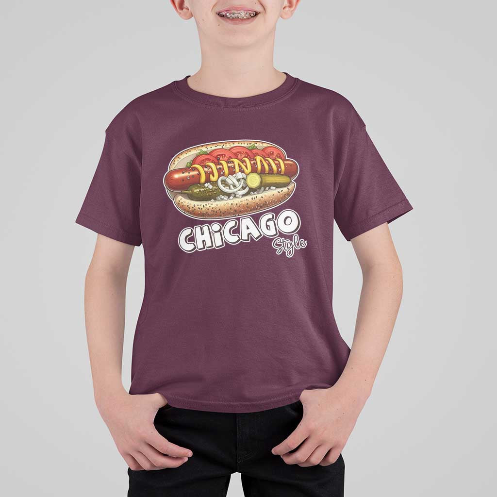 HotDog Lover T Shirt For Kid Chicago Style Hot Dog Vintage Summer Souvenir Travel - Wonder Print Shop