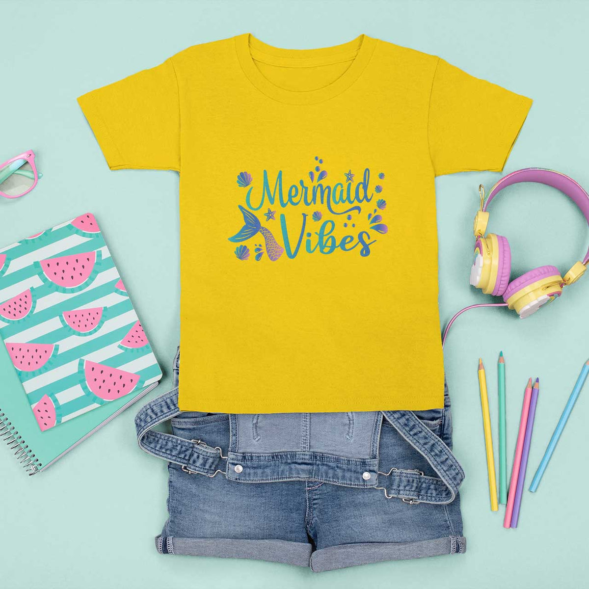 Mermaid Vibes T Shirt For Kid Cute Mermaid Tail Beach - Wonder Print Shop