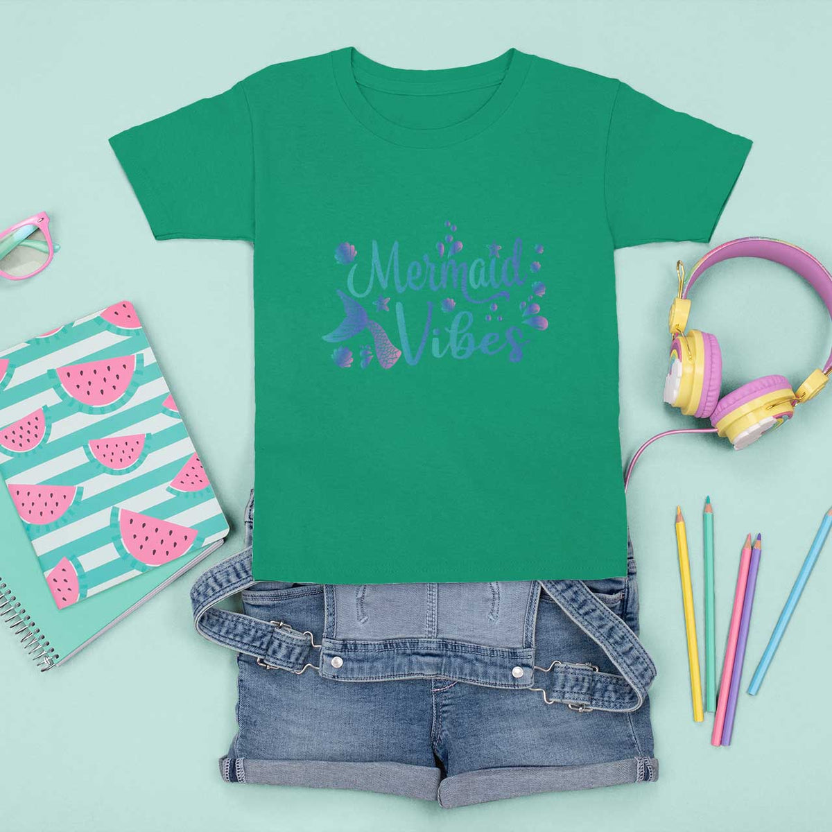 Mermaid Vibes T Shirt For Kid Cute Mermaid Tail Beach - Wonder Print Shop
