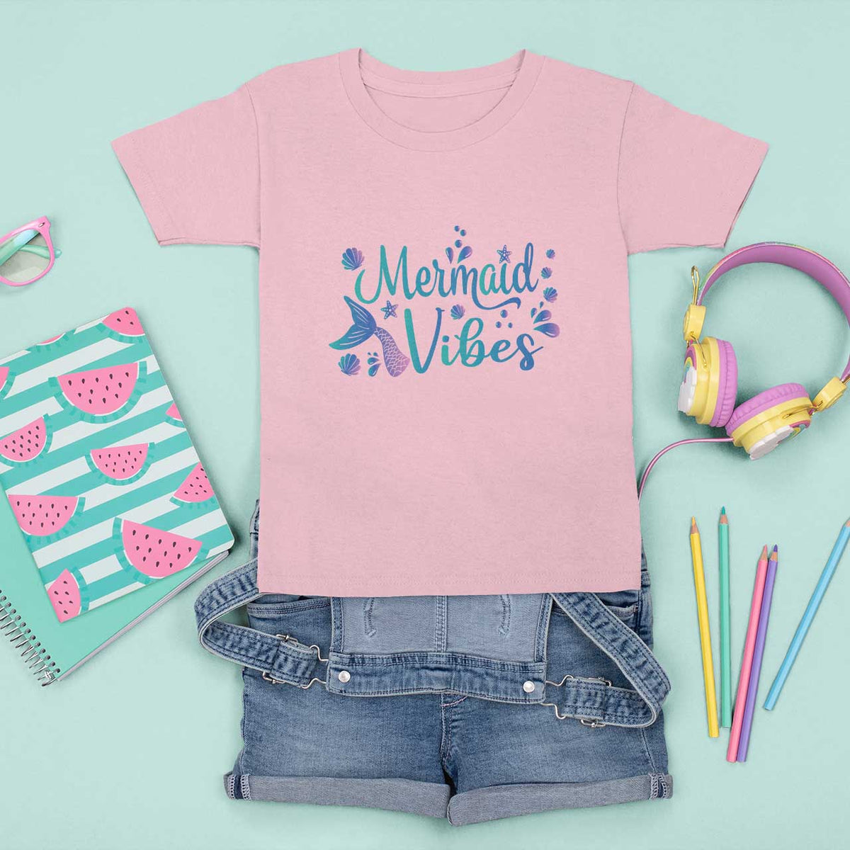 Mermaid Vibes T Shirt For Kid Cute Mermaid Tail Beach - Wonder Print Shop