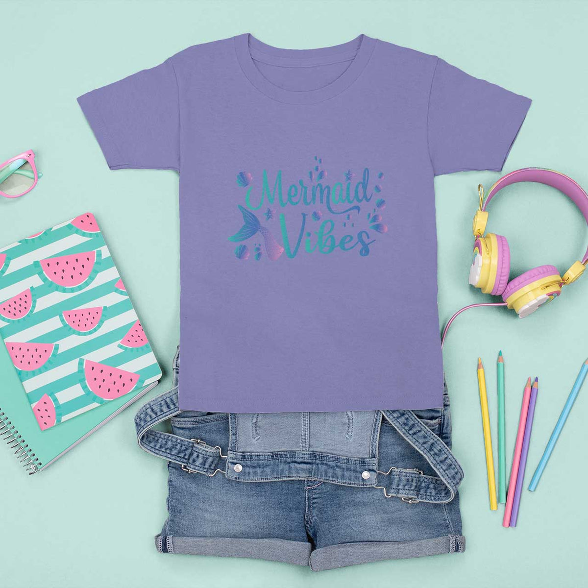 Mermaid Vibes T Shirt For Kid Cute Mermaid Tail Beach - Wonder Print Shop