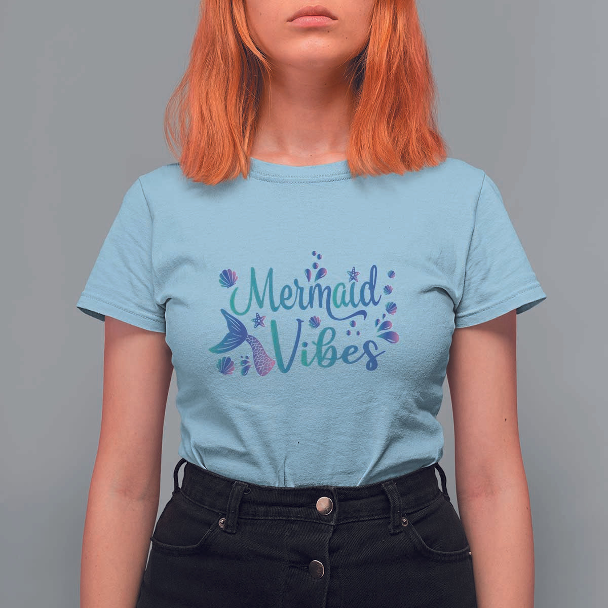 Mermaid Vibes T Shirt For Women Cute Mermaid Tail Beach - Wonder Print Shop