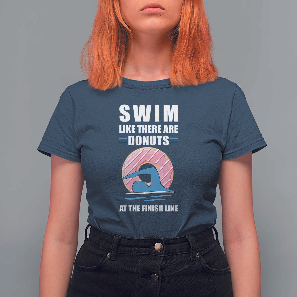 Swimming Lover T Shirt For Women Swim Like There Are Donuts At The Finish Line - Wonder Print Shop