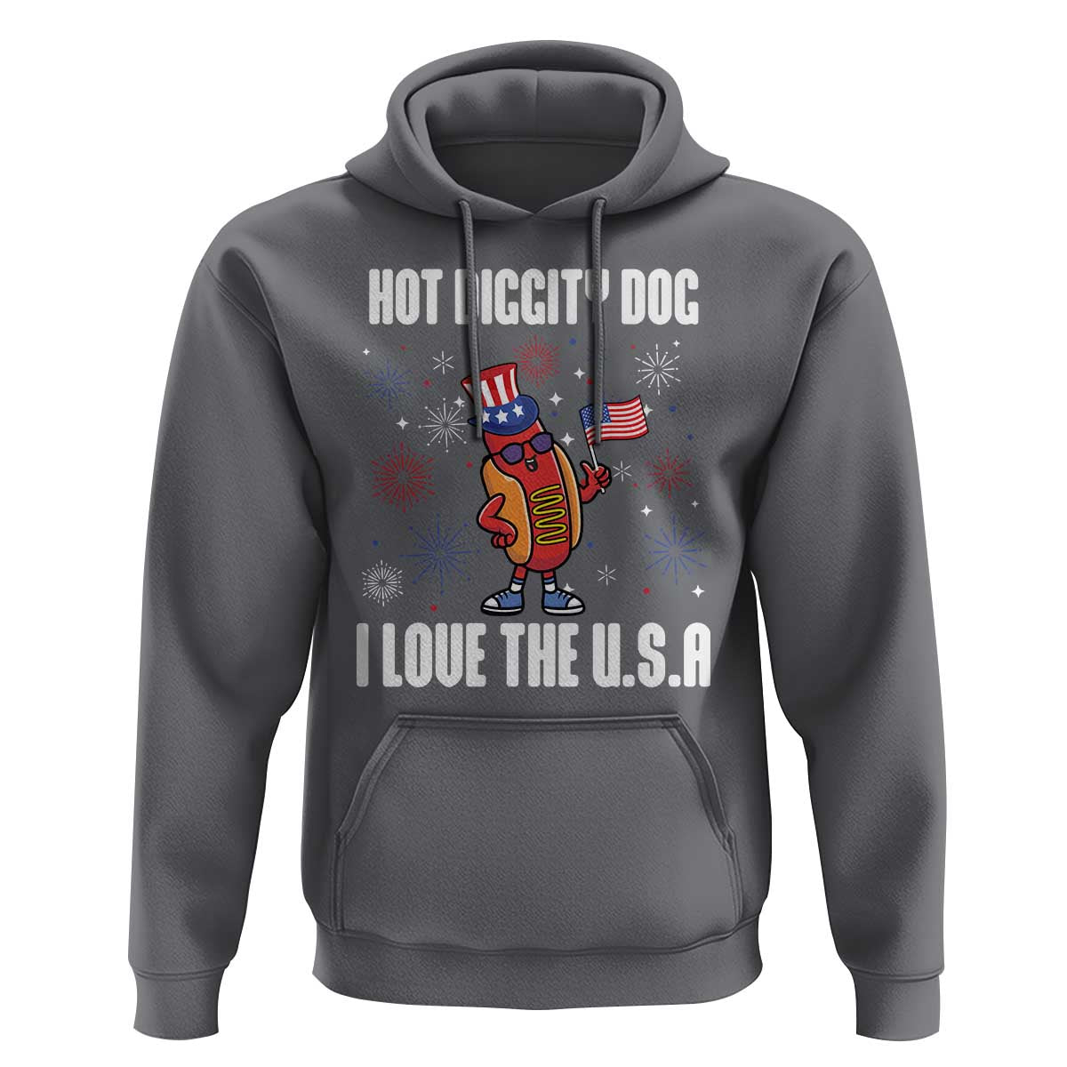 Funny Fourth Of July Hoodie Hot Diggity Dog I Love USA - Wonder Print Shop