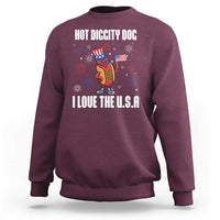 Funny Fourth Of July Sweatshirt Hot Diggity Dog I Love USA - Wonder Print Shop