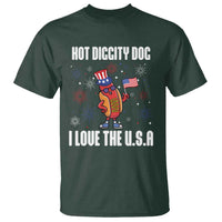 Funny Fourth Of July T Shirt Hot Diggity Dog I Love USA - Wonder Print Shop