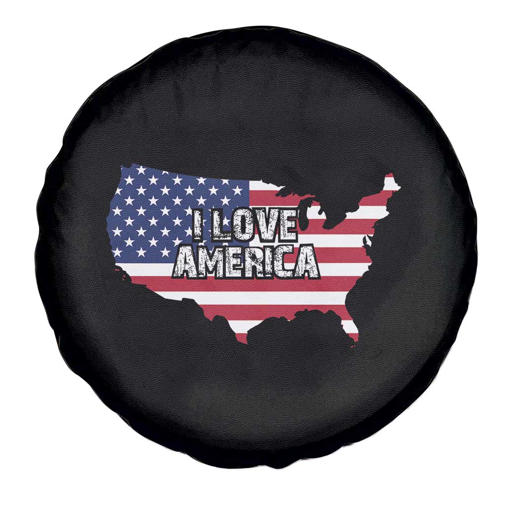 Fourth Of July Spare Tire Cover I Love America USA Flag Map