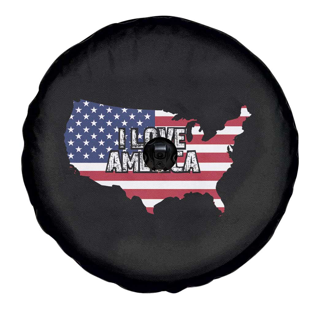 Fourth Of July Spare Tire Cover I Love America USA Flag Map