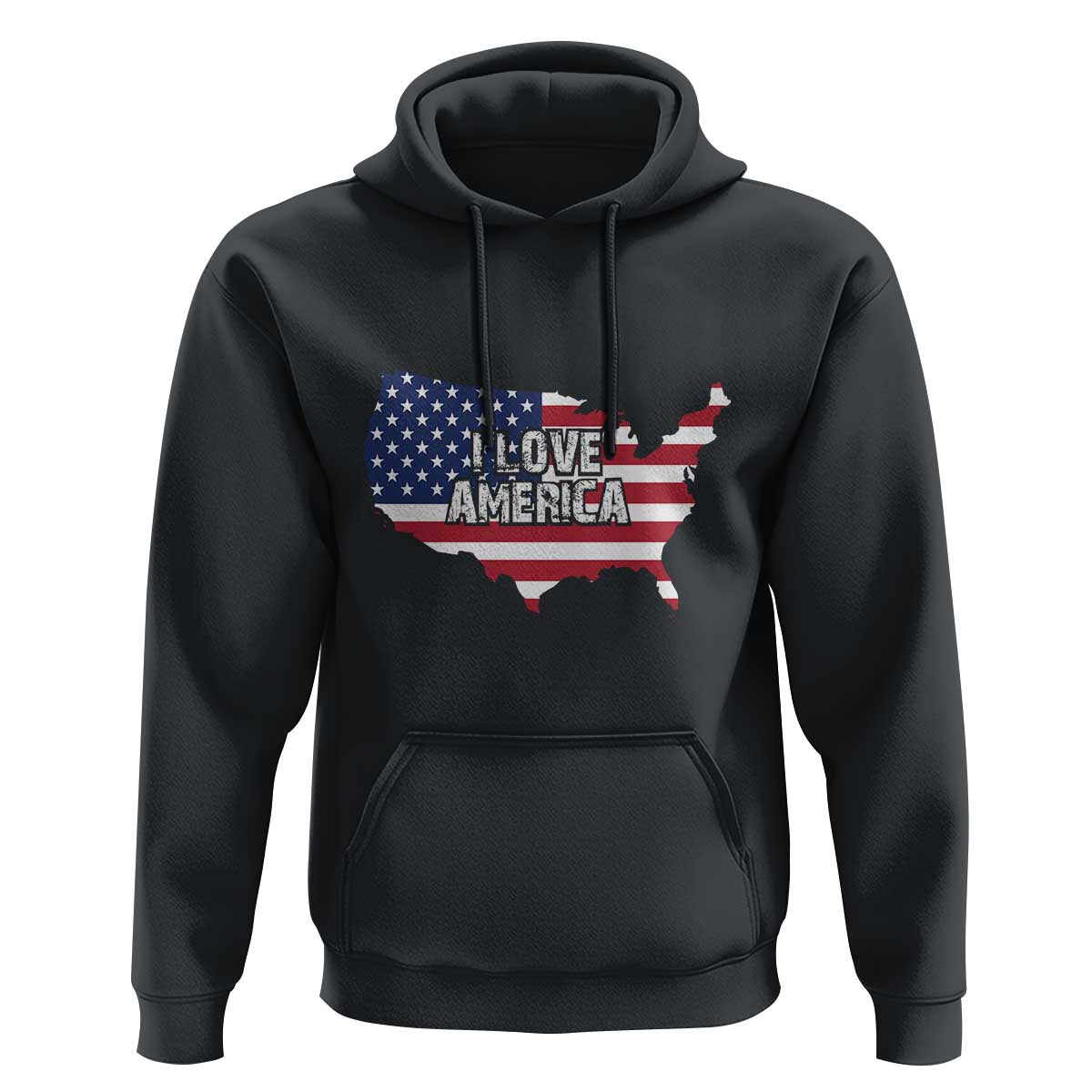 Fourth Of July Hoodie I Love America USA Flag Map - Wonder Print Shop
