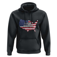 Fourth Of July Hoodie I Love America USA Flag Map - Wonder Print Shop