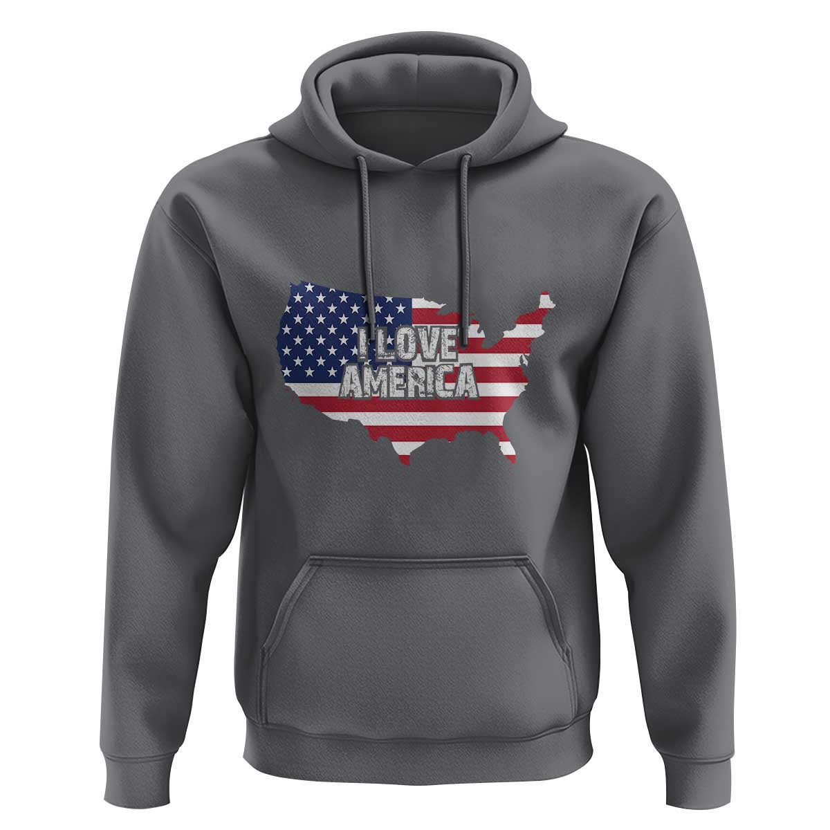 Fourth Of July Hoodie I Love America USA Flag Map - Wonder Print Shop