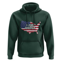 Fourth Of July Hoodie I Love America USA Flag Map - Wonder Print Shop