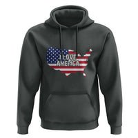 Fourth Of July Hoodie I Love America USA Flag Map - Wonder Print Shop