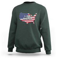 Fourth Of July Sweatshirt I Love America USA Flag Map - Wonder Print Shop