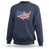Fourth Of July Sweatshirt I Love America USA Flag Map - Wonder Print Shop