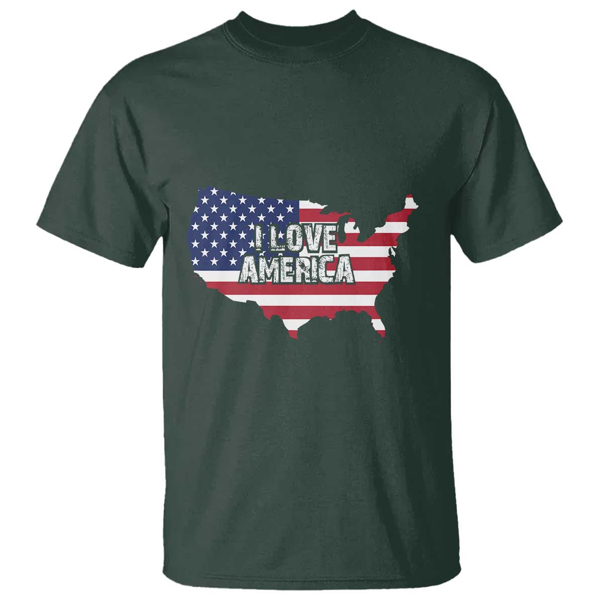Fourth Of July T Shirt I Love America USA Flag Map - Wonder Print Shop