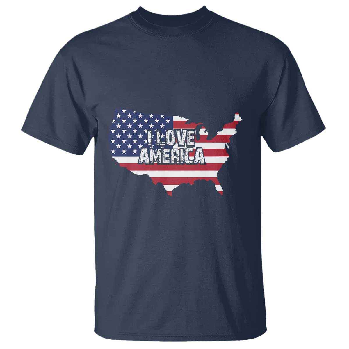 Fourth Of July T Shirt I Love America USA Flag Map - Wonder Print Shop