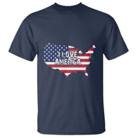 Fourth Of July T Shirt I Love America USA Flag Map - Wonder Print Shop