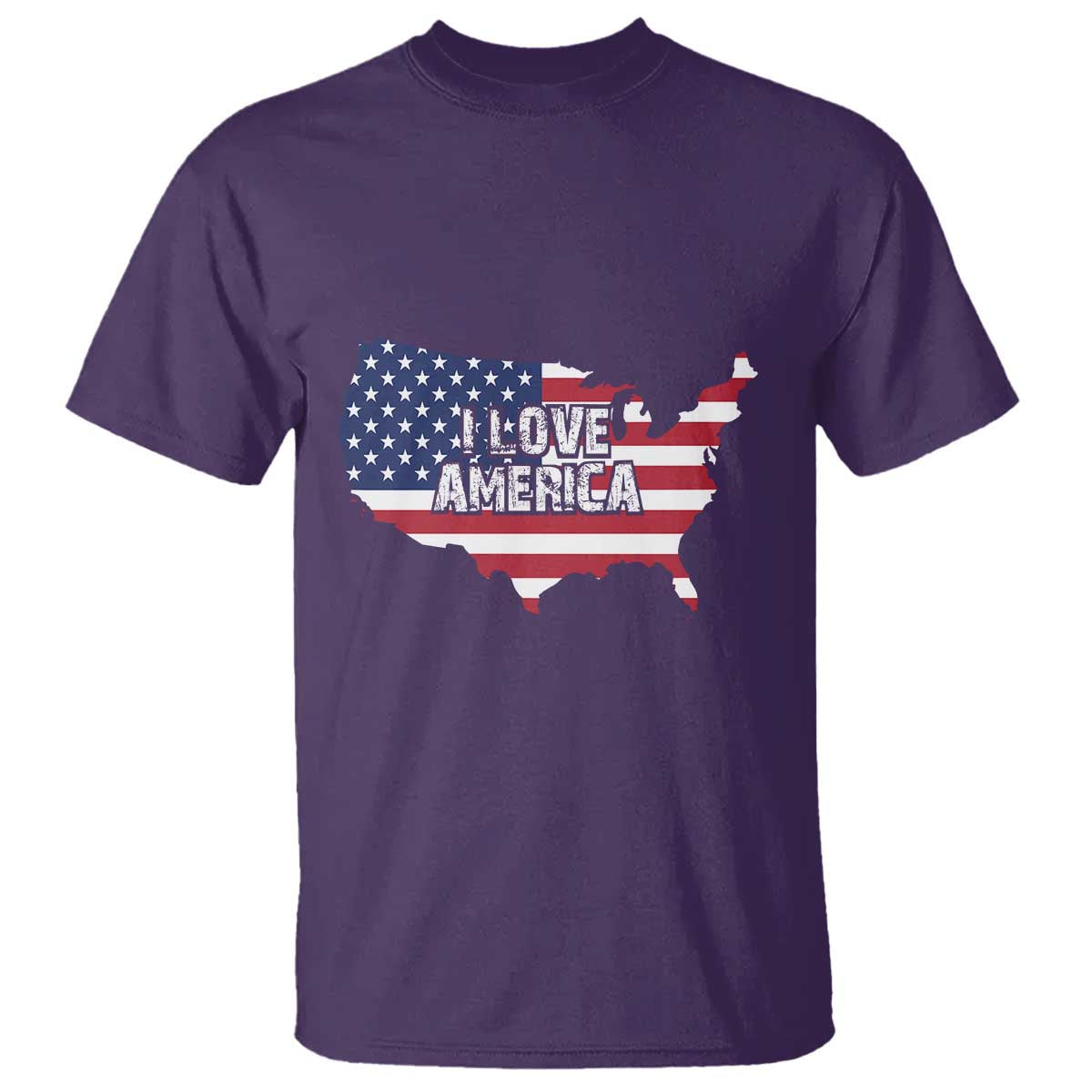 Fourth Of July T Shirt I Love America USA Flag Map - Wonder Print Shop
