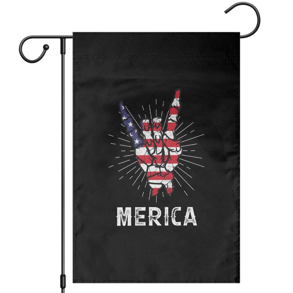 Rockin 4th Of July Garden Flag Skeleton Hand American Flag Patriotic Day