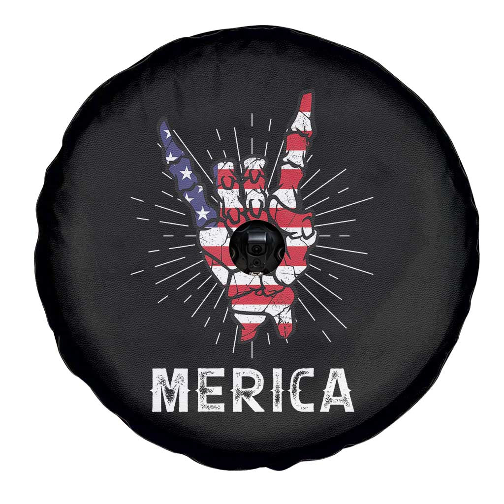 Rockin 4th Of July Spare Tire Cover Skeleton Hand American Flag Patriotic Day