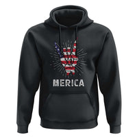 Rockin 4th Of July Hoodie Skeleton Hand American Flag Patriotic Day - Wonder Print Shop