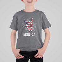 Rockin 4th Of July T Shirt For Kid Skeleton Hand American Flag Patriotic Day - Wonder Print Shop
