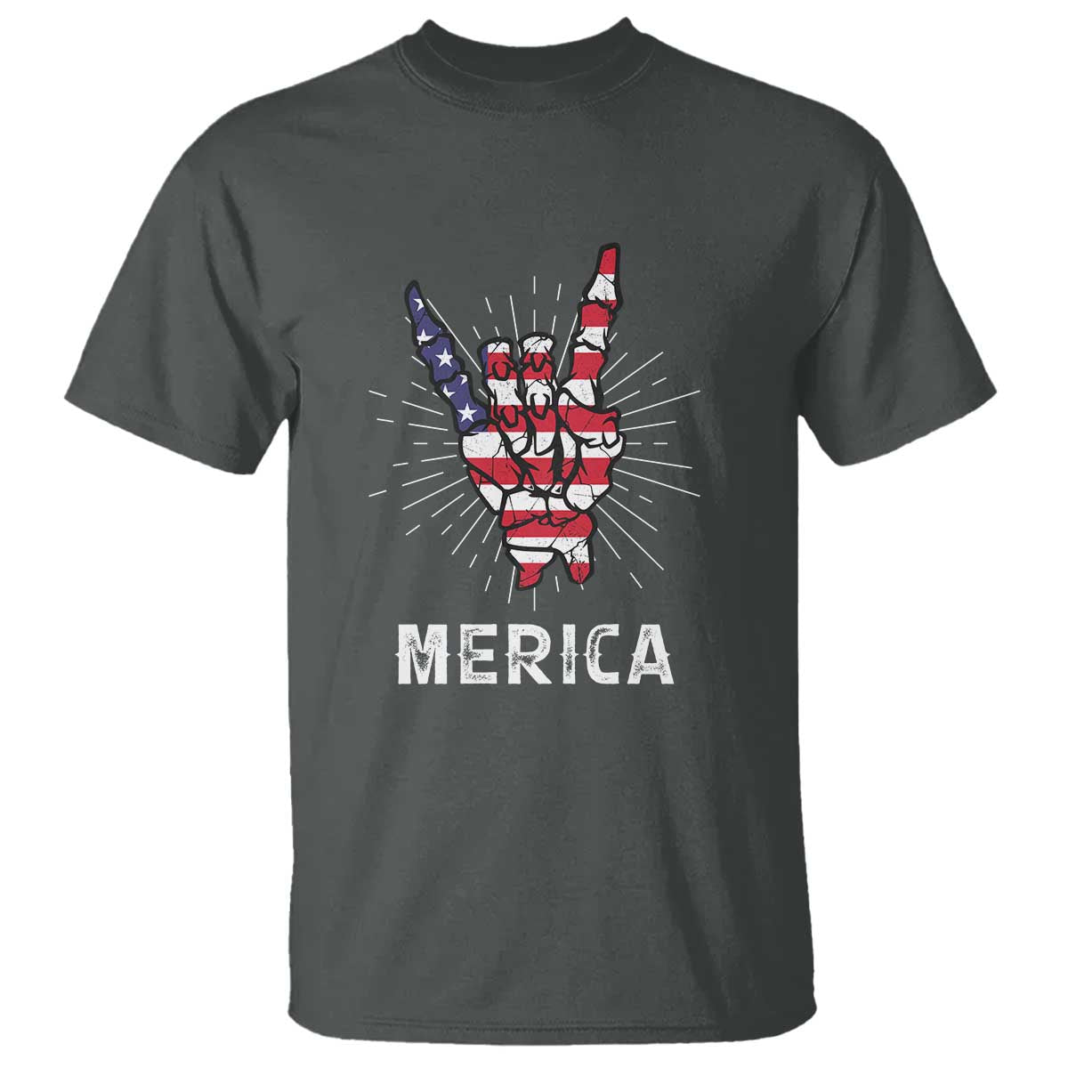 Rockin 4th Of July T Shirt Skeleton Hand American Flag Patriotic Day - Wonder Print Shop