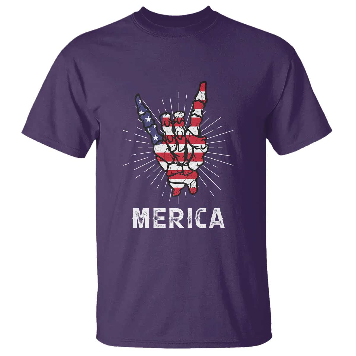 Rockin 4th Of July T Shirt Skeleton Hand American Flag Patriotic Day - Wonder Print Shop