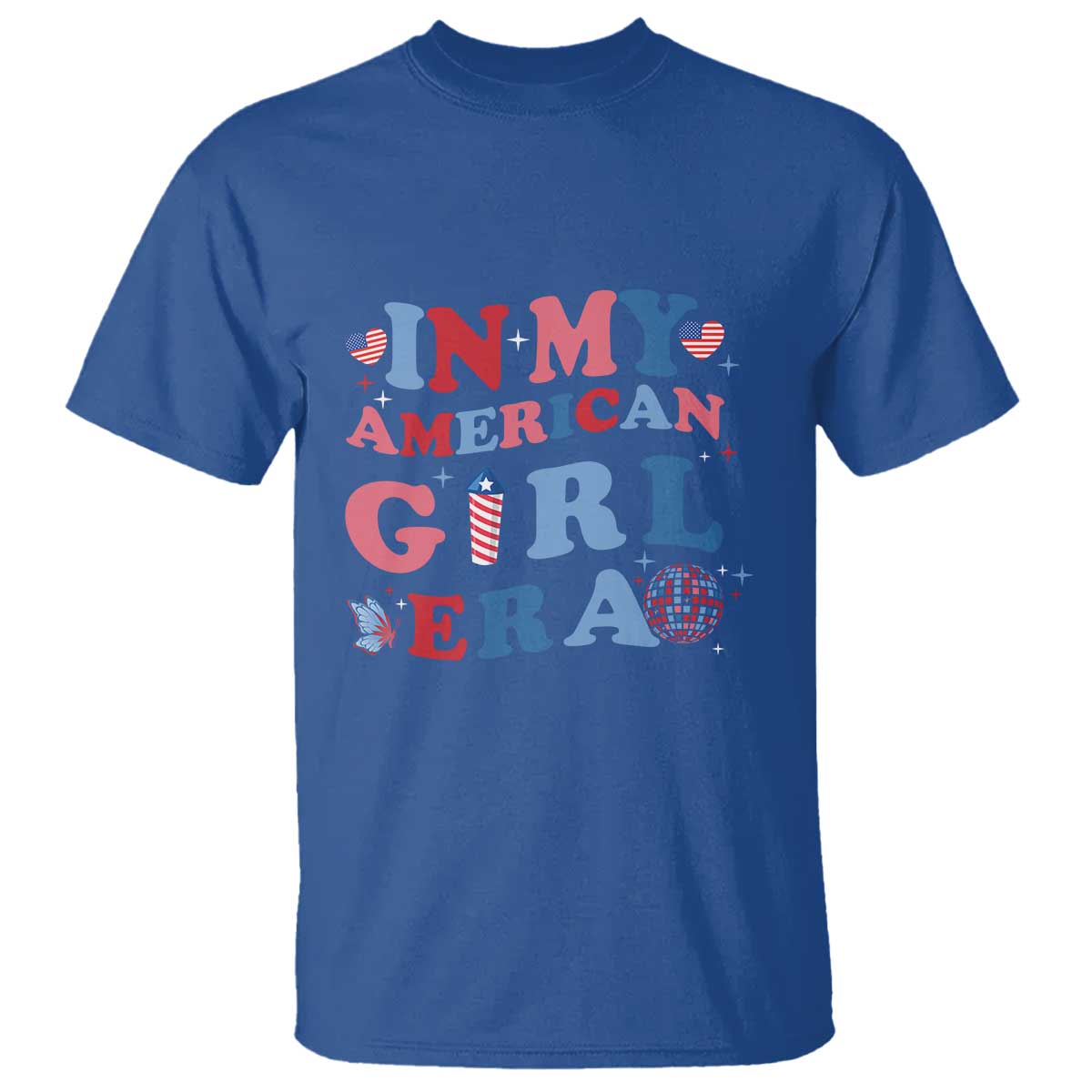 Fourth Of July T Shirt In My American Girl Era Red White Blue Independence Day Peace - Wonder Print Shop