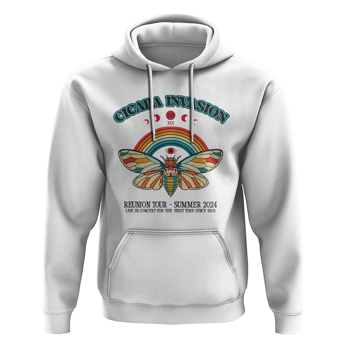 Cicada Invasion Reunion Tour Summer 2024 Hoodie Vintage Broods XIX & XIII Boho Style - Wonder Print Shop