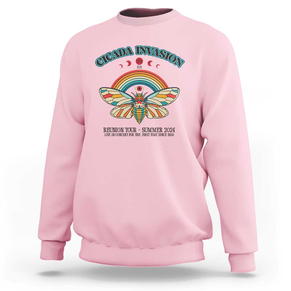 Cicada Invasion Reunion Tour Summer 2024 Sweatshirt Vintage Broods XIX & XIII Boho Style - Wonder Print Shop