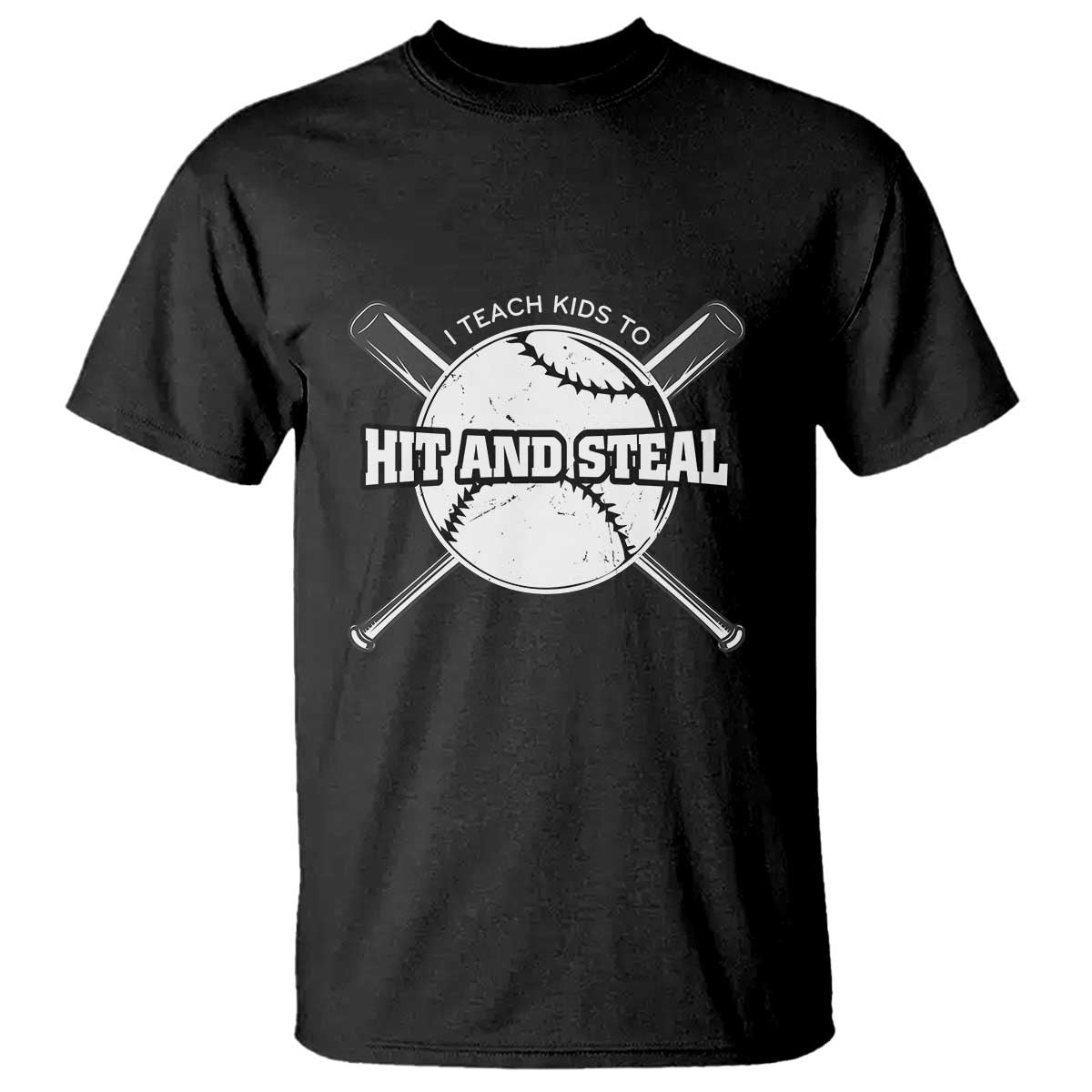 Baseball Dad T Shirt I Teach Kids To Hit And Steal Bat Ball Coach - Wonder Print Shop