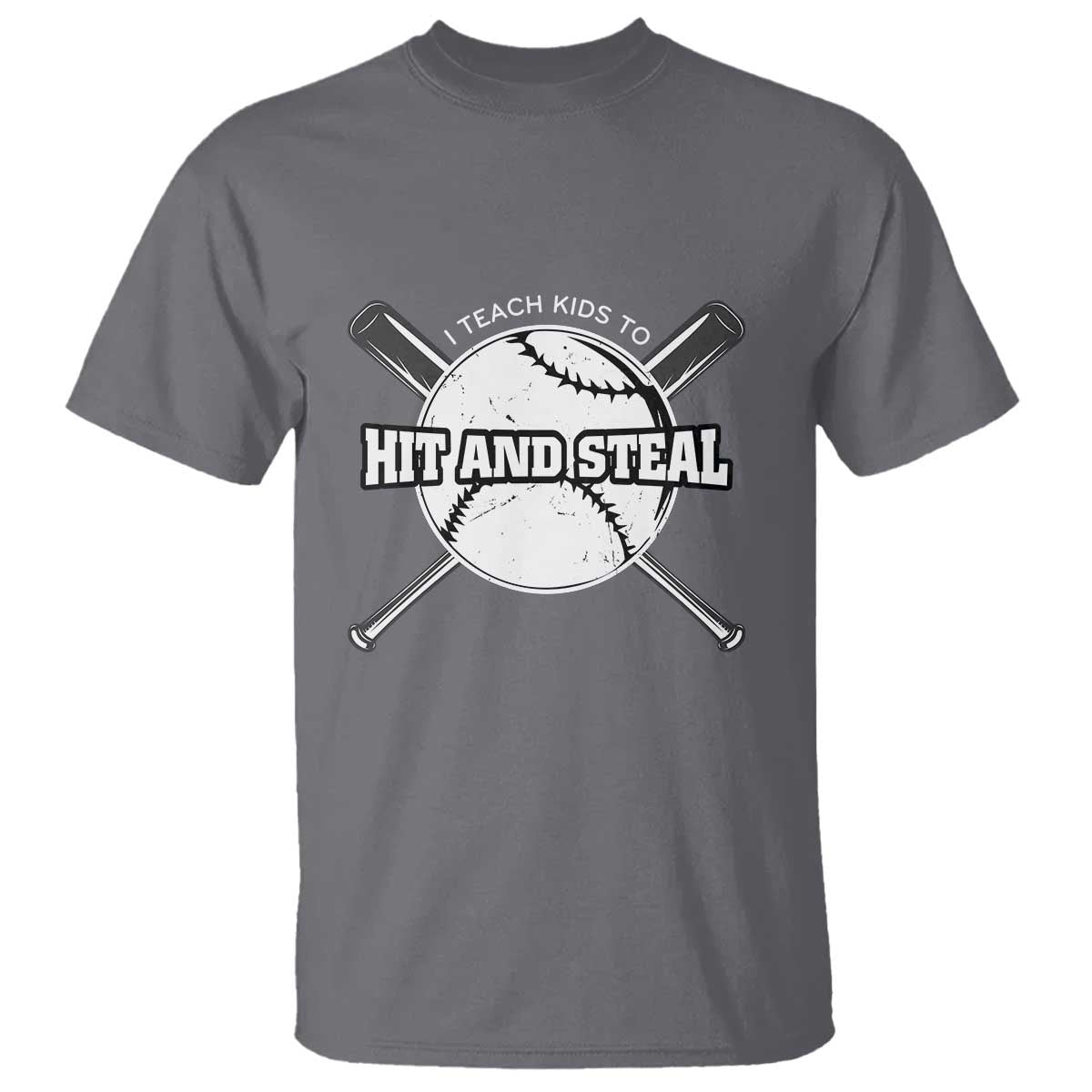 Baseball Dad T Shirt I Teach Kids To Hit And Steal Bat Ball Coach - Wonder Print Shop