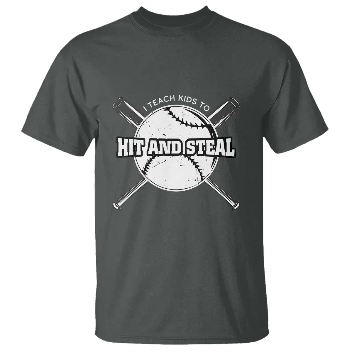 Baseball Dad T Shirt I Teach Kids To Hit And Steal Bat Ball Coach - Wonder Print Shop