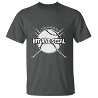 Baseball Dad T Shirt I Teach Kids To Hit And Steal Bat Ball Coach - Wonder Print Shop