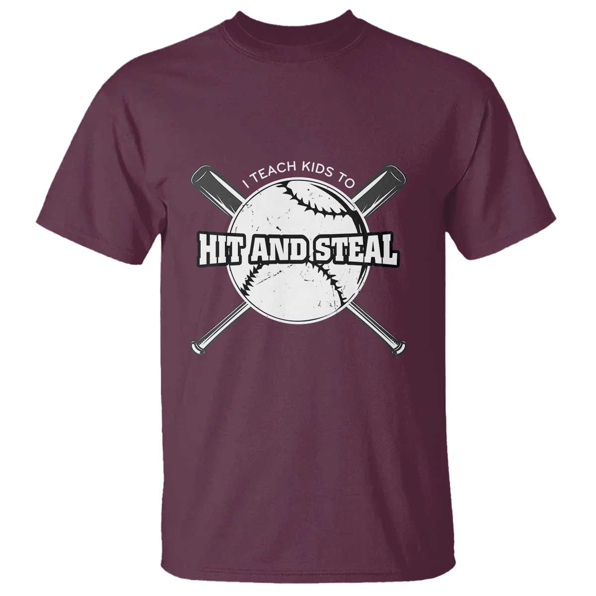 Baseball Dad T Shirt I Teach Kids To Hit And Steal Bat Ball Coach - Wonder Print Shop