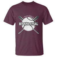 Baseball Dad T Shirt I Teach Kids To Hit And Steal Bat Ball Coach - Wonder Print Shop