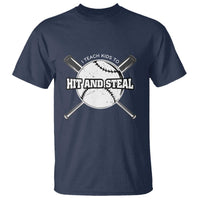 Baseball Dad T Shirt I Teach Kids To Hit And Steal Bat Ball Coach - Wonder Print Shop