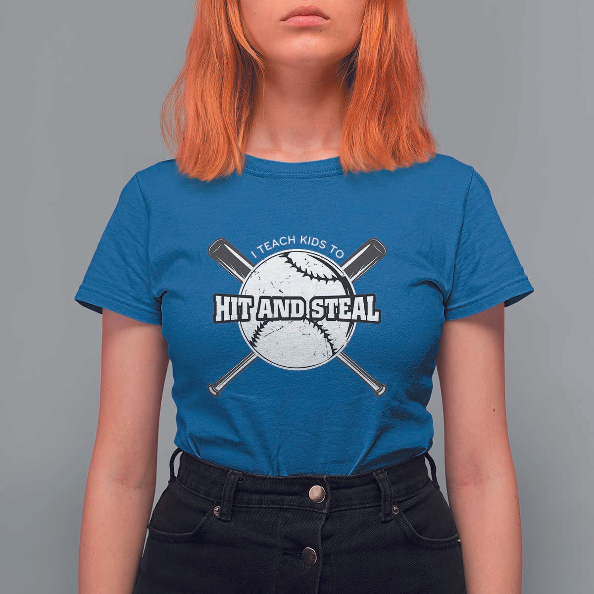 Baseball Dad T Shirt For Women I Teach Kids To Hit And Steal Bat Ball Coach - Wonder Print Shop
