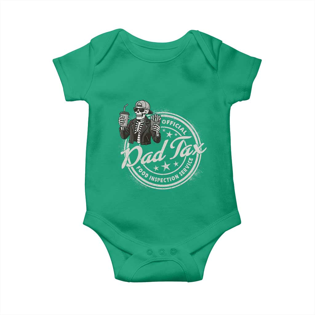 Funny Official Dad Tax Food Inspection Service Baby Onesie Skeleton Fathers Day