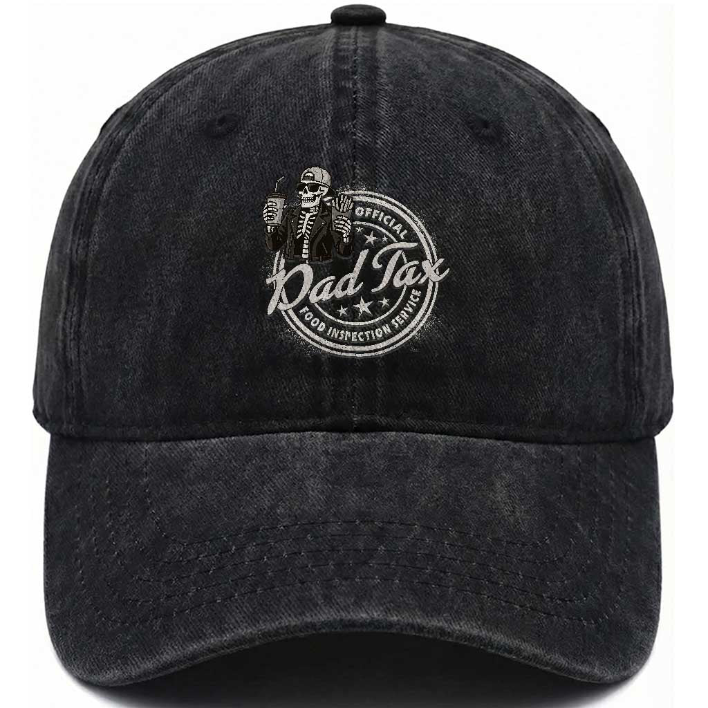 Funny Official Dad Tax Food Inspection Service Washed Cotton Baseball Cap Skeleton Fathers Day