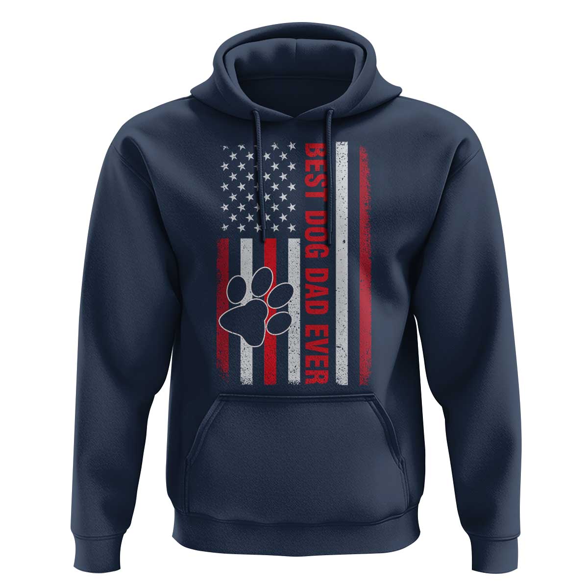 Funny Best Dog Dad Ever Hoodie Fathers Day Vintage American Flag Paw Prints