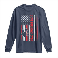 Funny Best Dog Dad Ever Long Sleeve Shirt Fathers Day Vintage American Flag Paw Prints