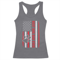 Funny Best Dog Dad Ever Racerback Tank Top Fathers Day Vintage American Flag Paw Prints