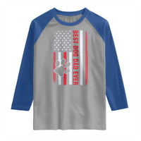 Funny Best Dog Dad Ever Raglan Shirt Fathers Day Vintage American Flag Paw Prints