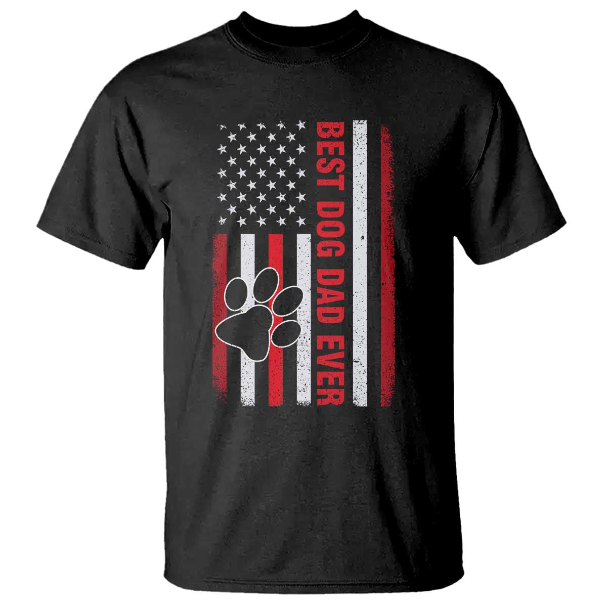 Funny Best Dog Dad Ever T Shirt Fathers Day Vintage American Flag Paw Prints