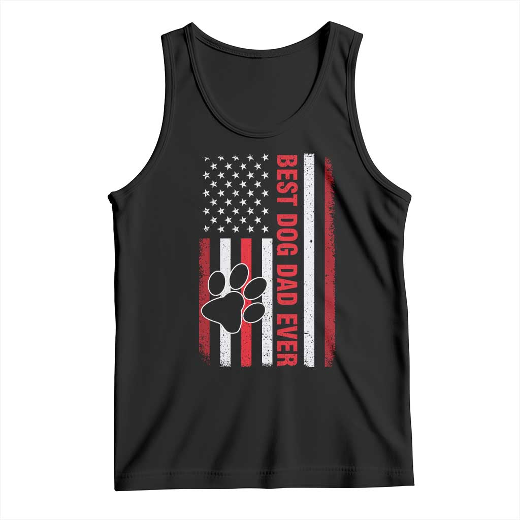 Funny Best Dog Dad Ever Tank Top Fathers Day Vintage American Flag Paw Prints