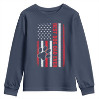 Funny Best Dog Dad Ever Youth Sweatshirt Fathers Day Vintage American Flag Paw Prints