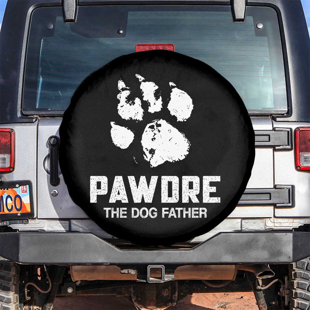 Funny Pawdre The Dog Father Spare Tire Cover Fur Dad Fathers Day Vintage Paw Prints